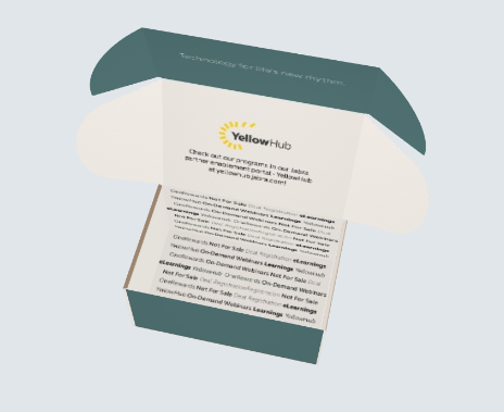 The same box opened, showing the printed internal surface and welcome copy.